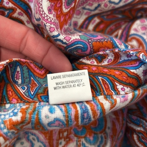 120% Lino Linen Wide Leg Trouser Pants Women’s Paisley Size 42 Pink Purple Red - Picture 11 of 17